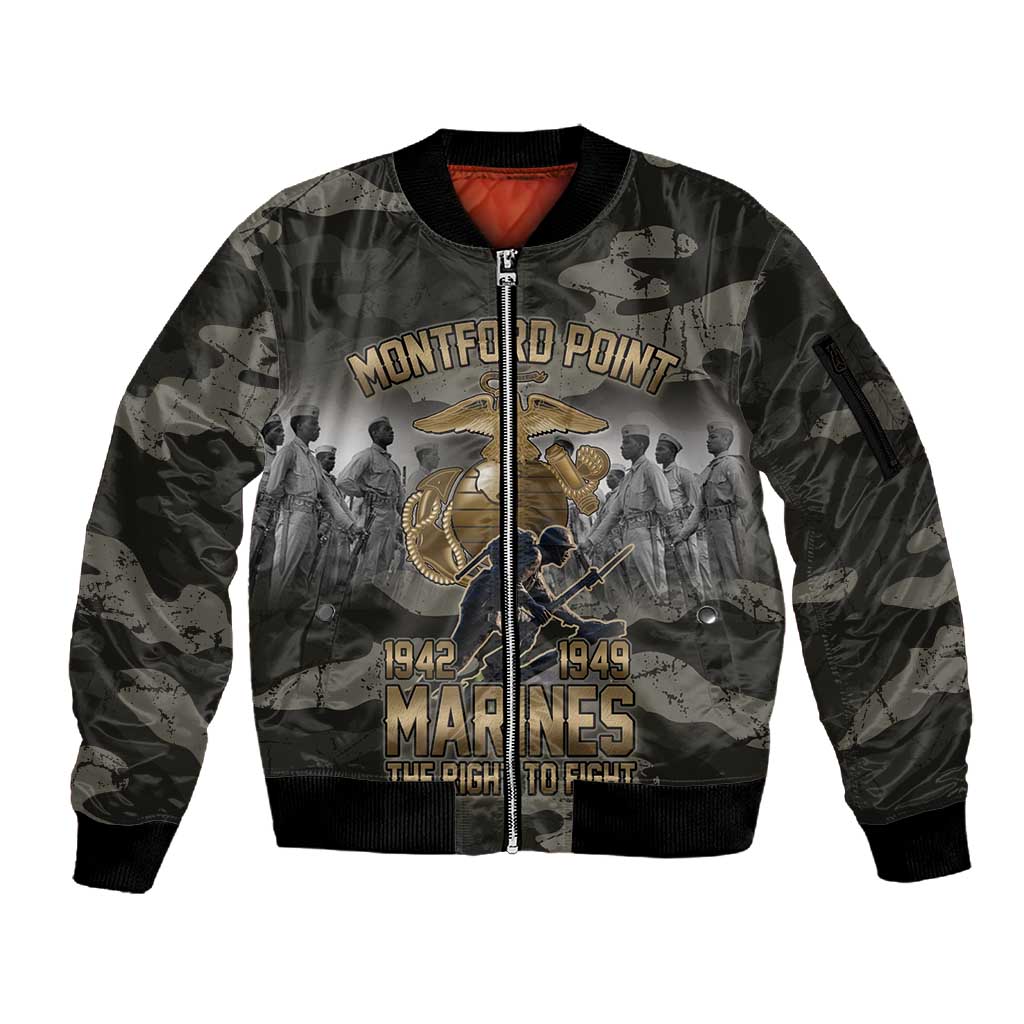 Montford Point Marines 1942-1949 Sleeve Zip Bomber Jacket The Right to Fight Legacy Tribute