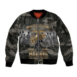Montford Point Marines 1942-1949 Sleeve Zip Bomber Jacket The Right to Fight Legacy Tribute