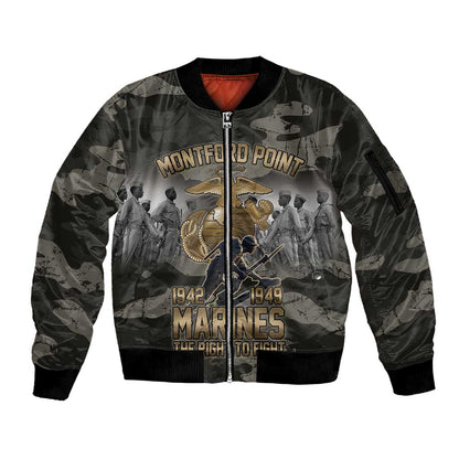 Montford Point Marines 1942-1949 Sleeve Zip Bomber Jacket The Right to Fight Legacy Tribute