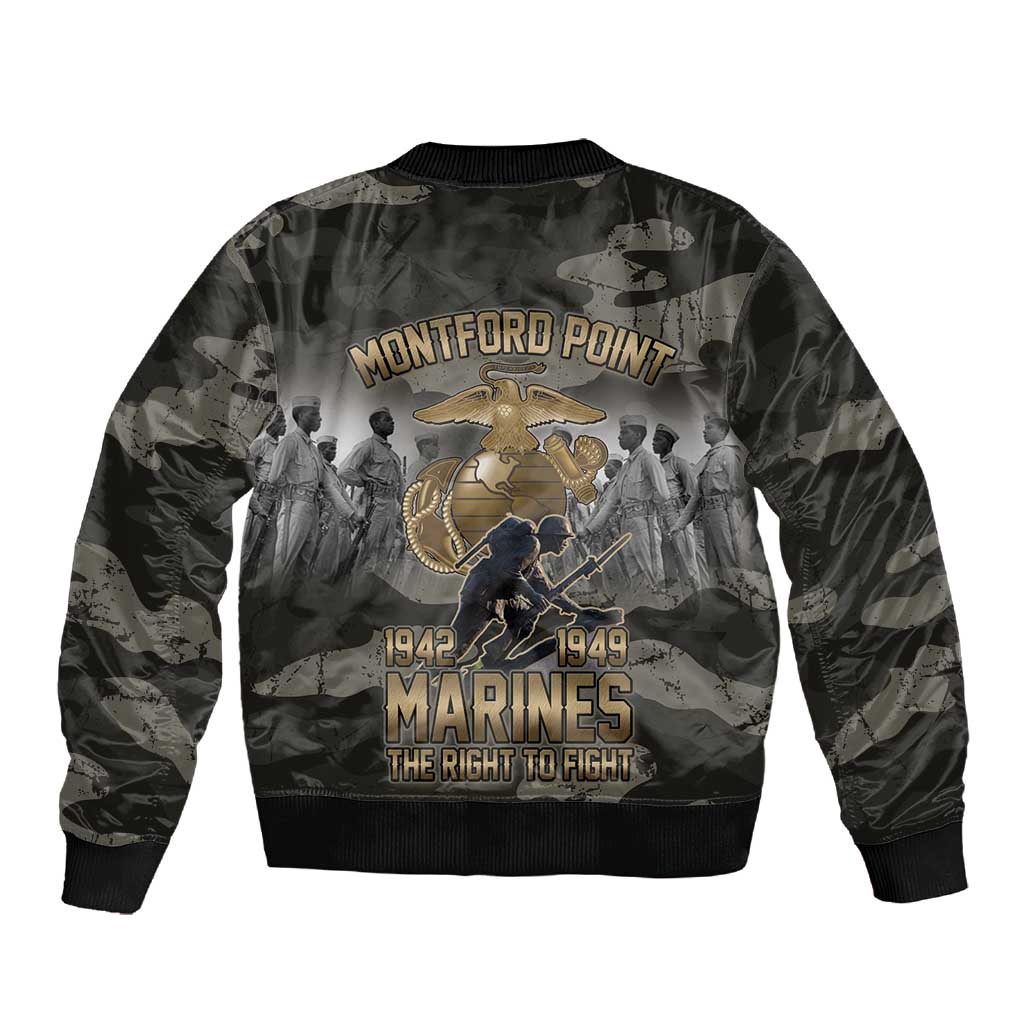 Montford Point Marines 1942-1949 Sleeve Zip Bomber Jacket The Right to Fight Legacy Tribute