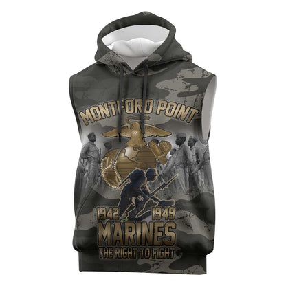 Montford Point Marines 1942-1949 Sleeveless Hoodie The Right to Fight Legacy Tribute