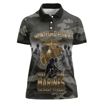 Montford Point Marines 1942-1949 Women Polo Shirt The Right to Fight Legacy Tribute