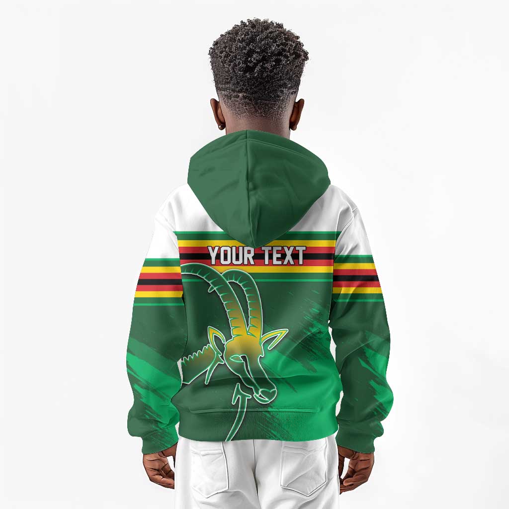 Zimbabwe Rugby Personalized Kid Hoodie Charging Sables Spirit