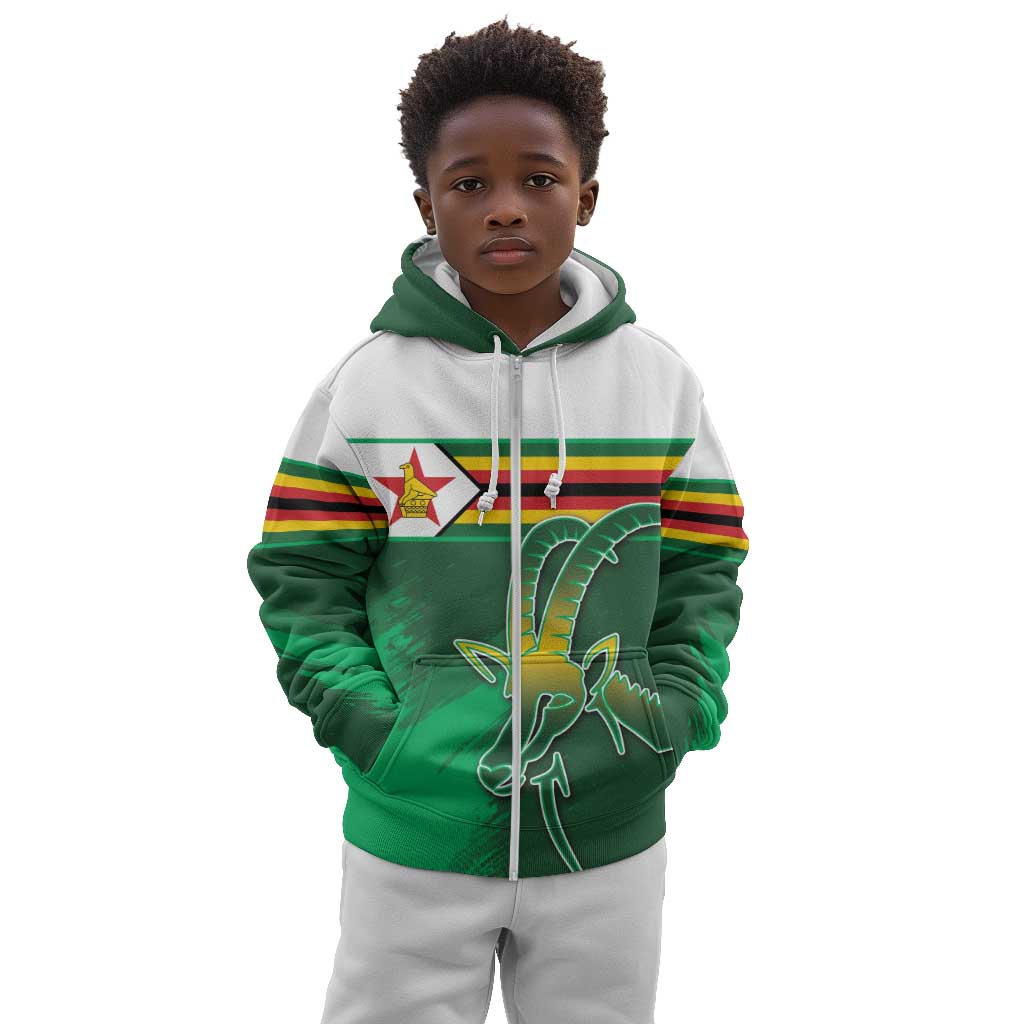 Zimbabwe Rugby Personalized Kid Hoodie Charging Sables Spirit