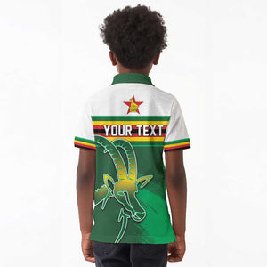 Zimbabwe Rugby Personalized Kid Polo Shirt Charging Sables Spirit