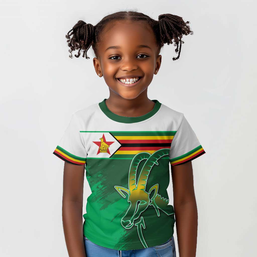 Zimbabwe Rugby Personalized Kid T shirt Charging Sables Spirit