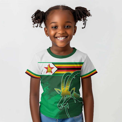 Zimbabwe Rugby Personalized Kid T shirt Charging Sables Spirit