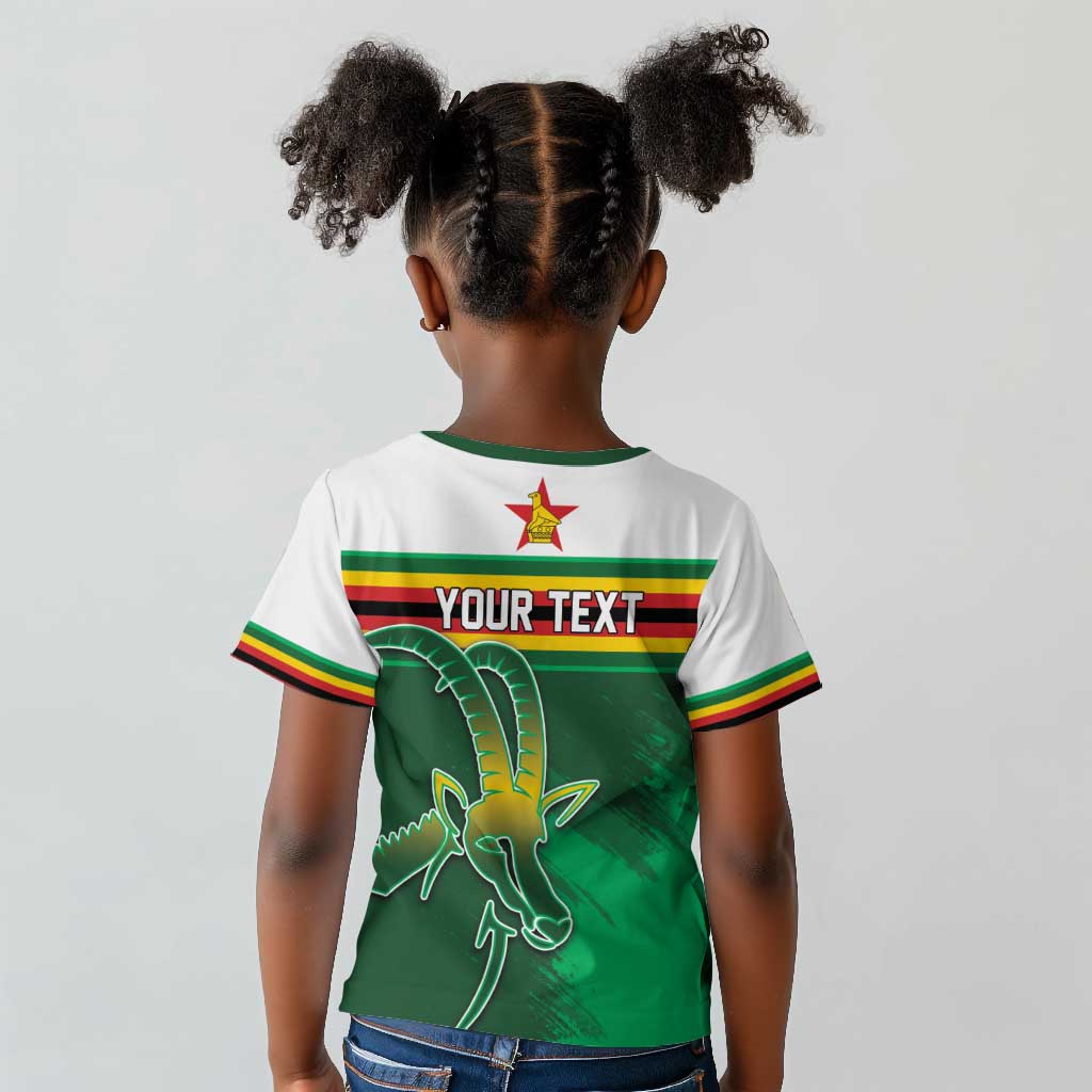 Zimbabwe Rugby Personalized Kid T shirt Charging Sables Spirit