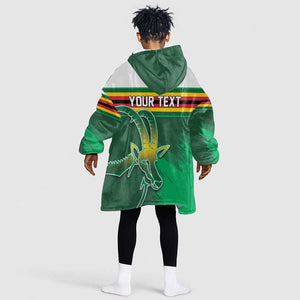 Zimbabwe Rugby Personalized Kid Wearable Blanket Hoodie Charging Sables Spirit