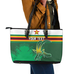Zimbabwe Rugby Personalized Leather Tote Bag Charging Sables Spirit