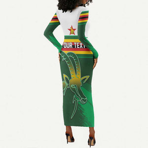 Zimbabwe Rugby Personalized Long Sleeve Bodycon Dress Charging Sables Spirit