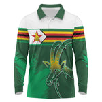 Zimbabwe Rugby Personalized Long Sleeve Polo Shirt Charging Sables Spirit