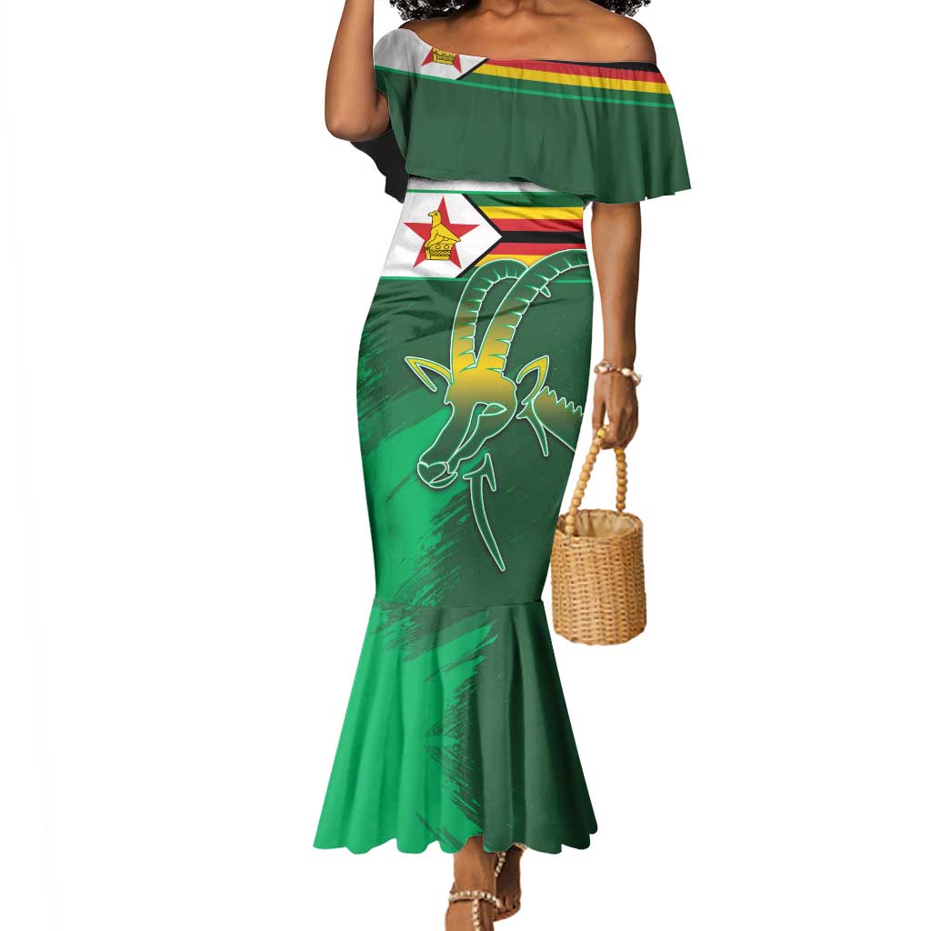 Zimbabwe Rugby Personalized Mermaid Dress Charging Sables Spirit