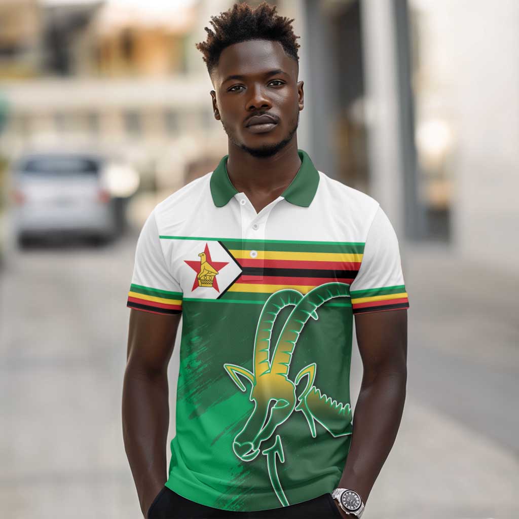Zimbabwe Rugby Personalized Polo Shirt Charging Sables Spirit