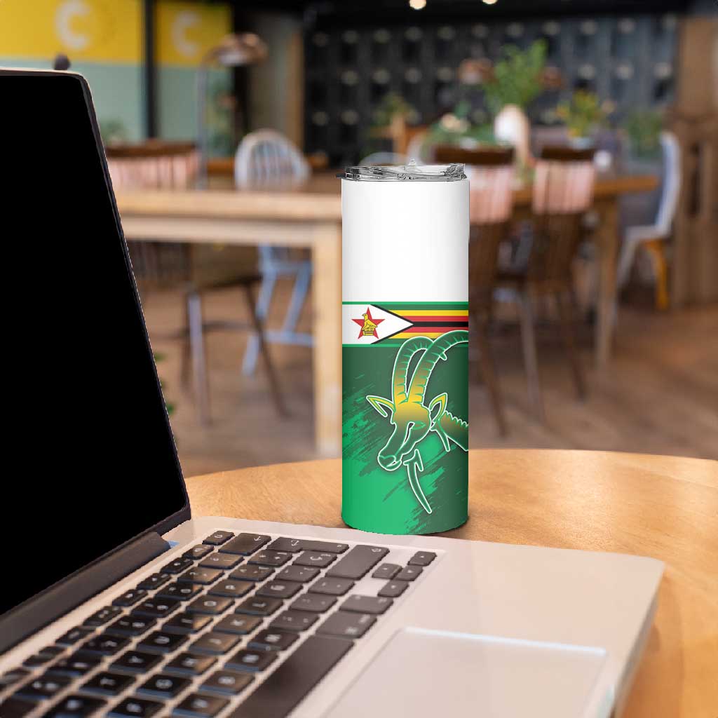 Zimbabwe Rugby Personalized Skinny Tumbler Charging Sables Spirit