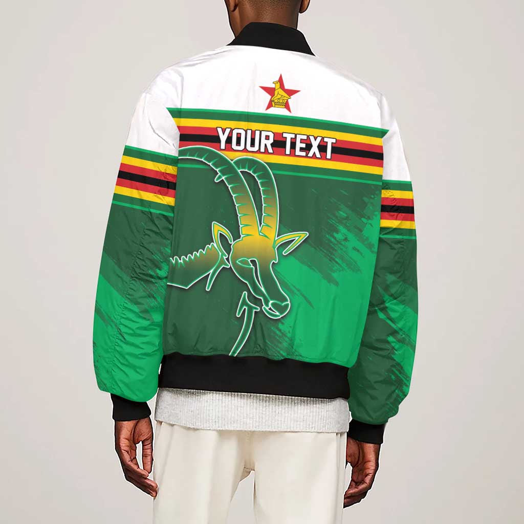 Zimbabwe Rugby Personalized Sleeve Zip Bomber Jacket Charging Sables Spirit