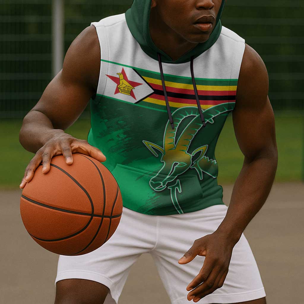 Zimbabwe Rugby Personalized Sleeveless Hoodie Charging Sables Spirit