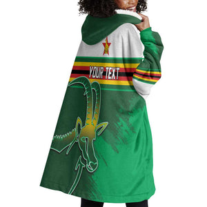 Zimbabwe Rugby Personalized Wearable Blanket Hoodie Charging Sables Spirit