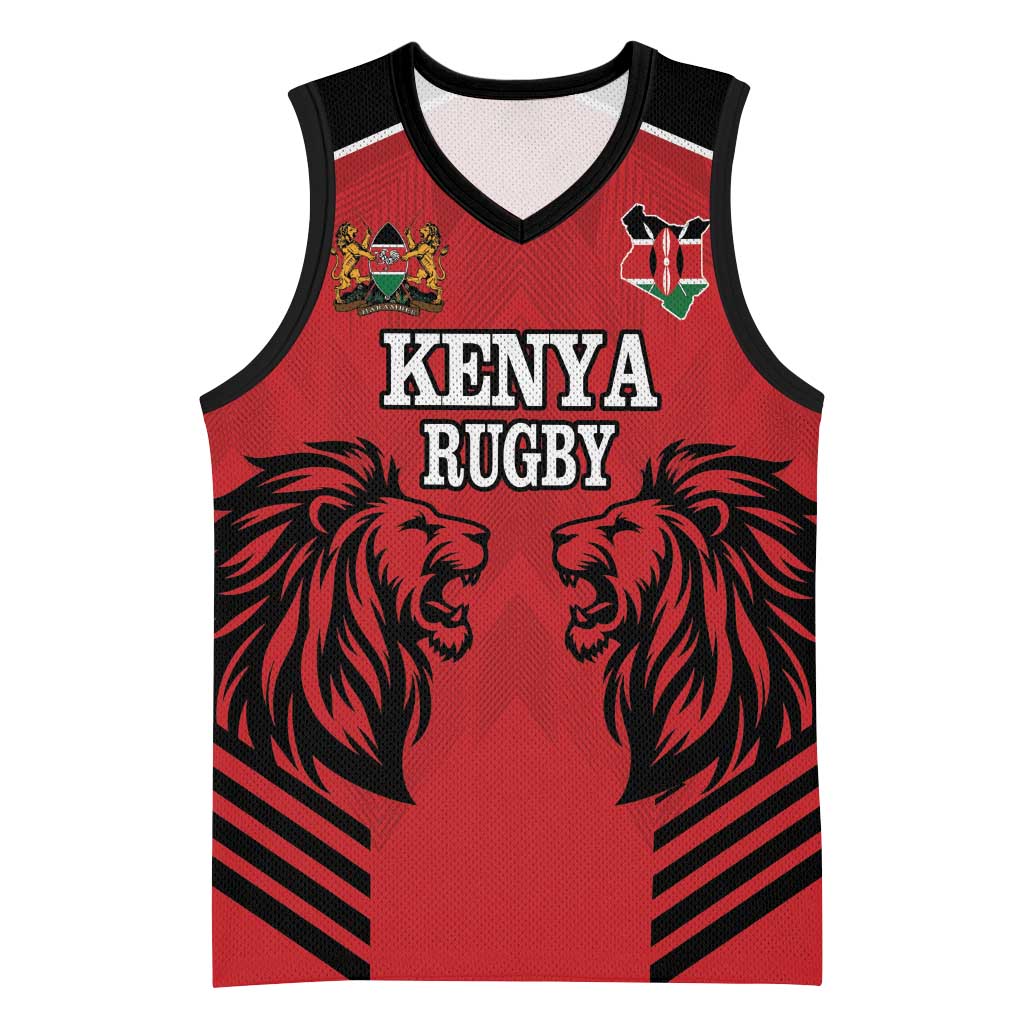 Custom Afro Kenya Rugby Basketball Jersey African Lion Head - African Pride