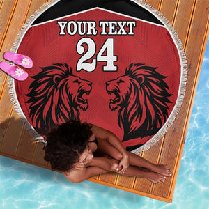 Custom Afro Kenya Rugby Beach Blanket African Lion Head