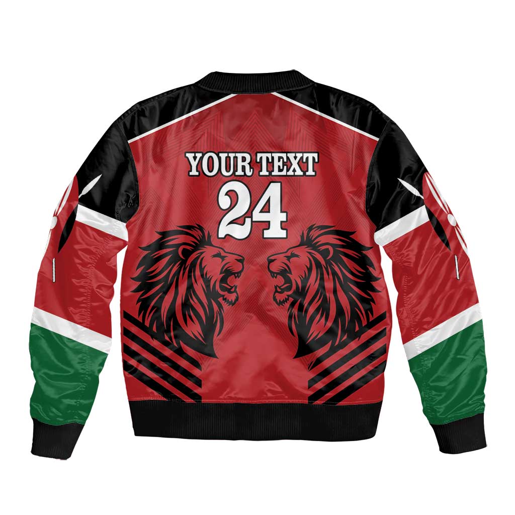 Custom Afro Kenya Rugby Bomber Jacket African Lion Head