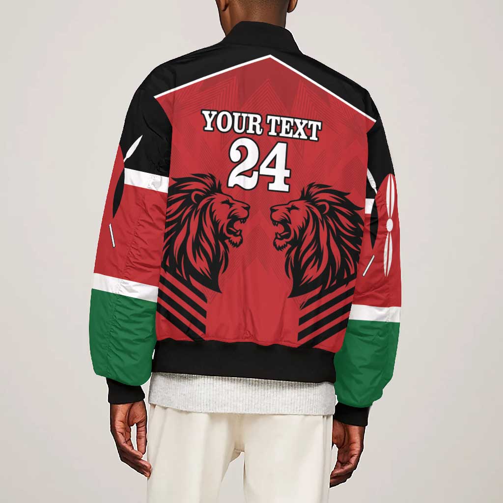 Custom Afro Kenya Rugby Bomber Jacket African Lion Head