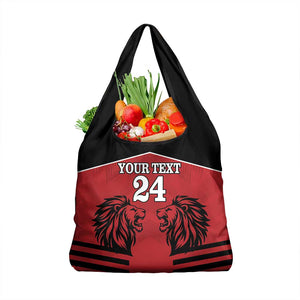 Custom Afro Kenya Rugby Grocery Bag African Lion Head