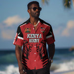 Custom Afro Kenya Rugby Hawaiian Shirt African Lion Head