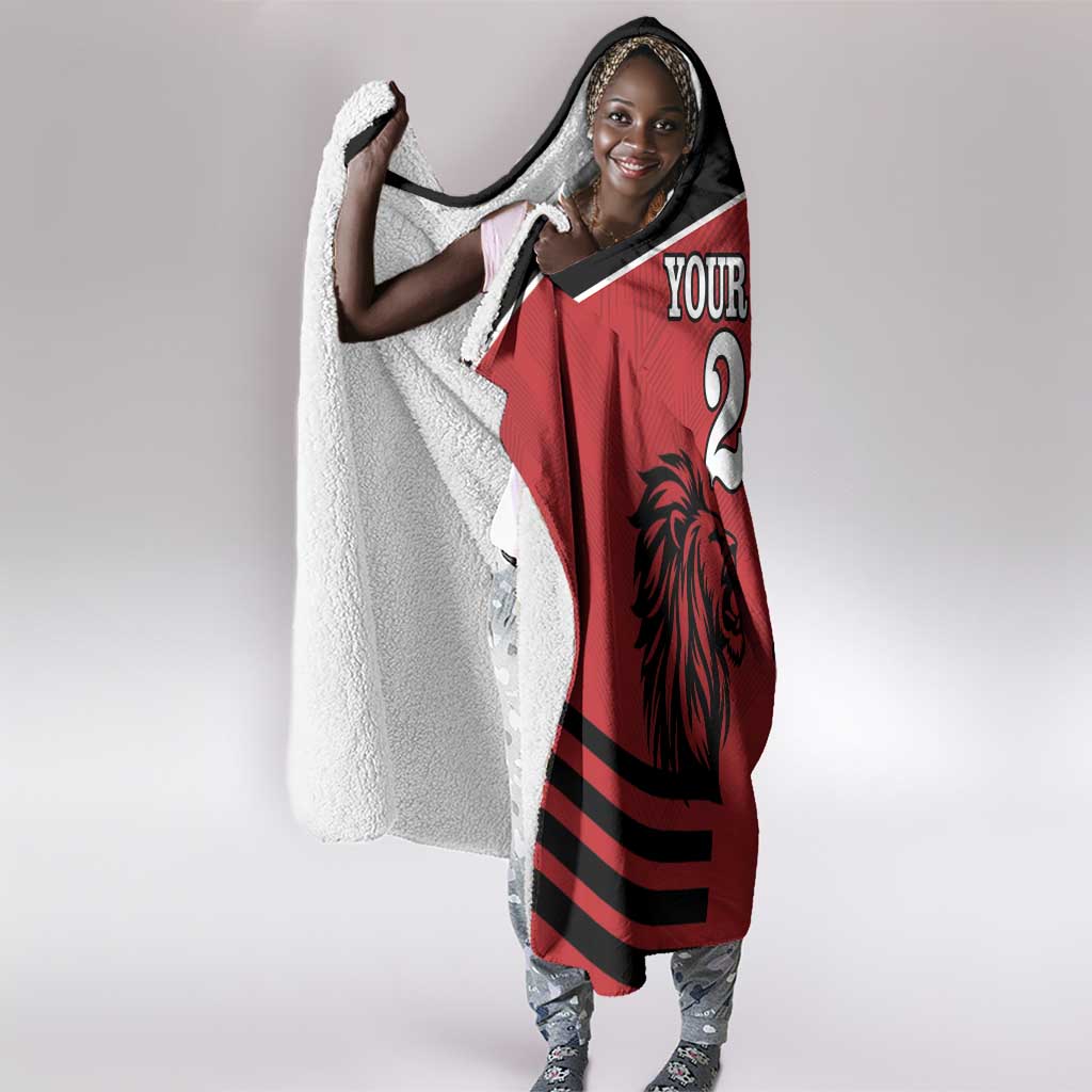 Custom Afro Kenya Rugby Hooded Blanket African Lion Head