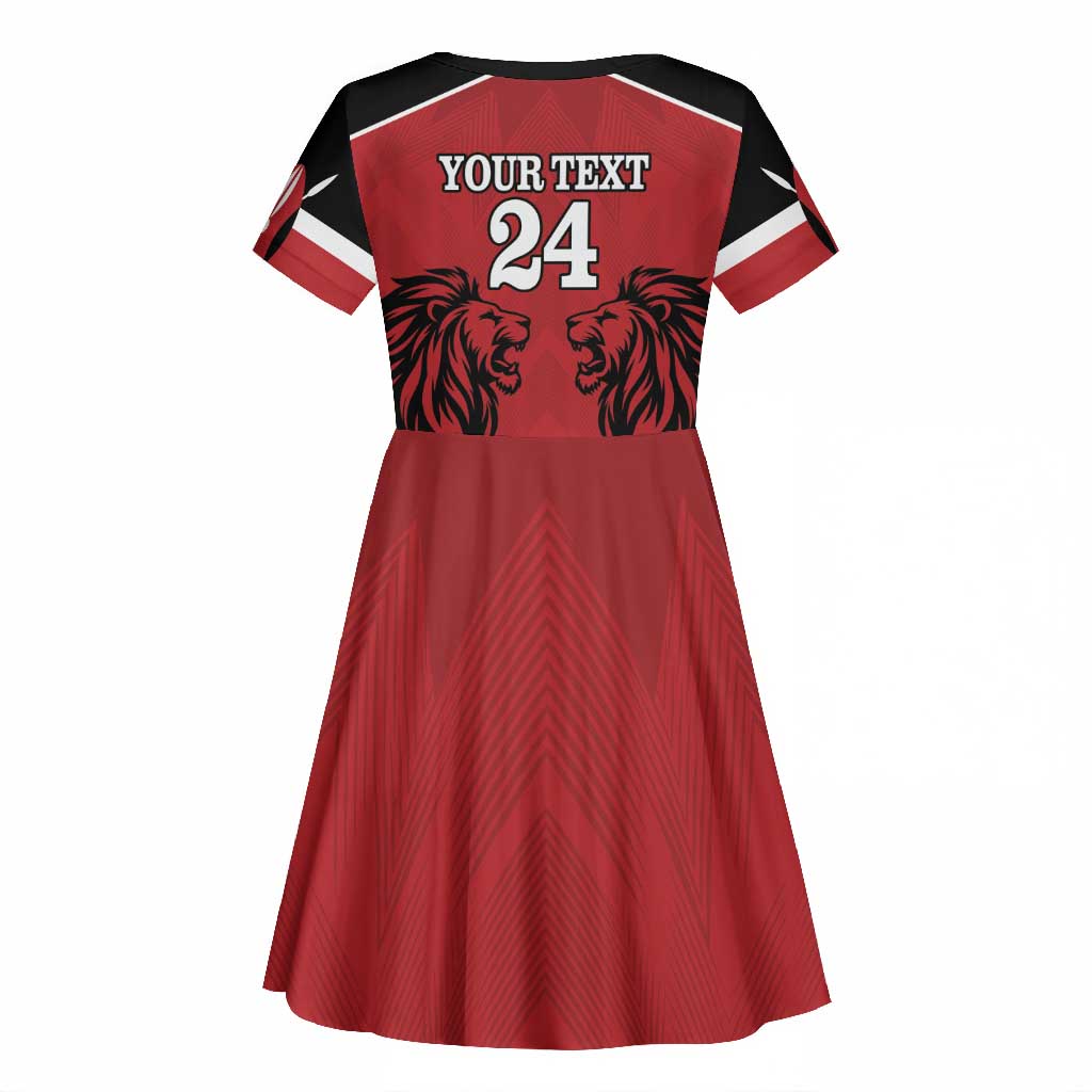 Custom Afro Kenya Rugby Kid Short Sleeve Dress African Lion Head