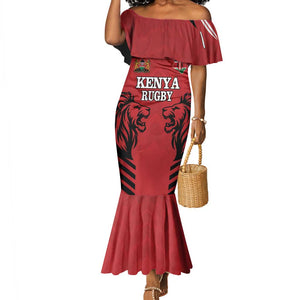 Custom Afro Kenya Rugby Mermaid Dress African Lion Head