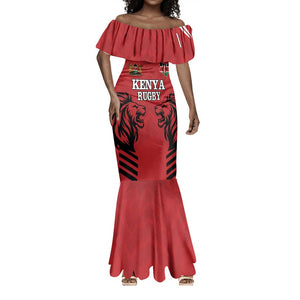 Custom Afro Kenya Rugby Mermaid Dress African Lion Head