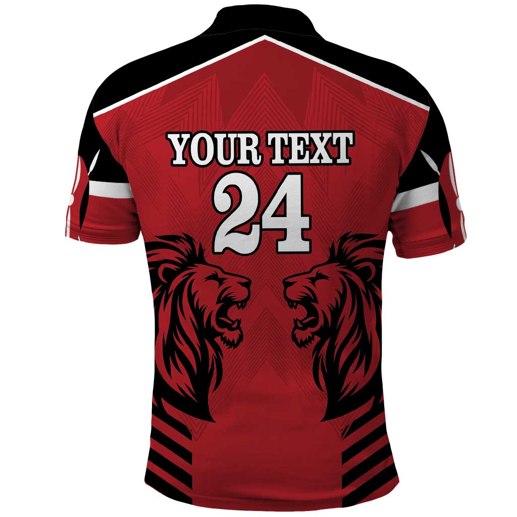Custom Afro Kenya Rugby Polo Shirt African Lion Head