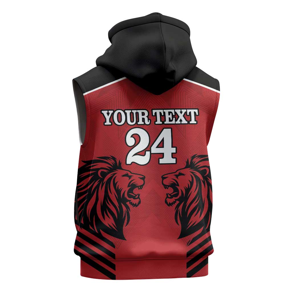 Custom Afro Kenya Rugby Sleeveless Hoodie African Lion Head - African Pride