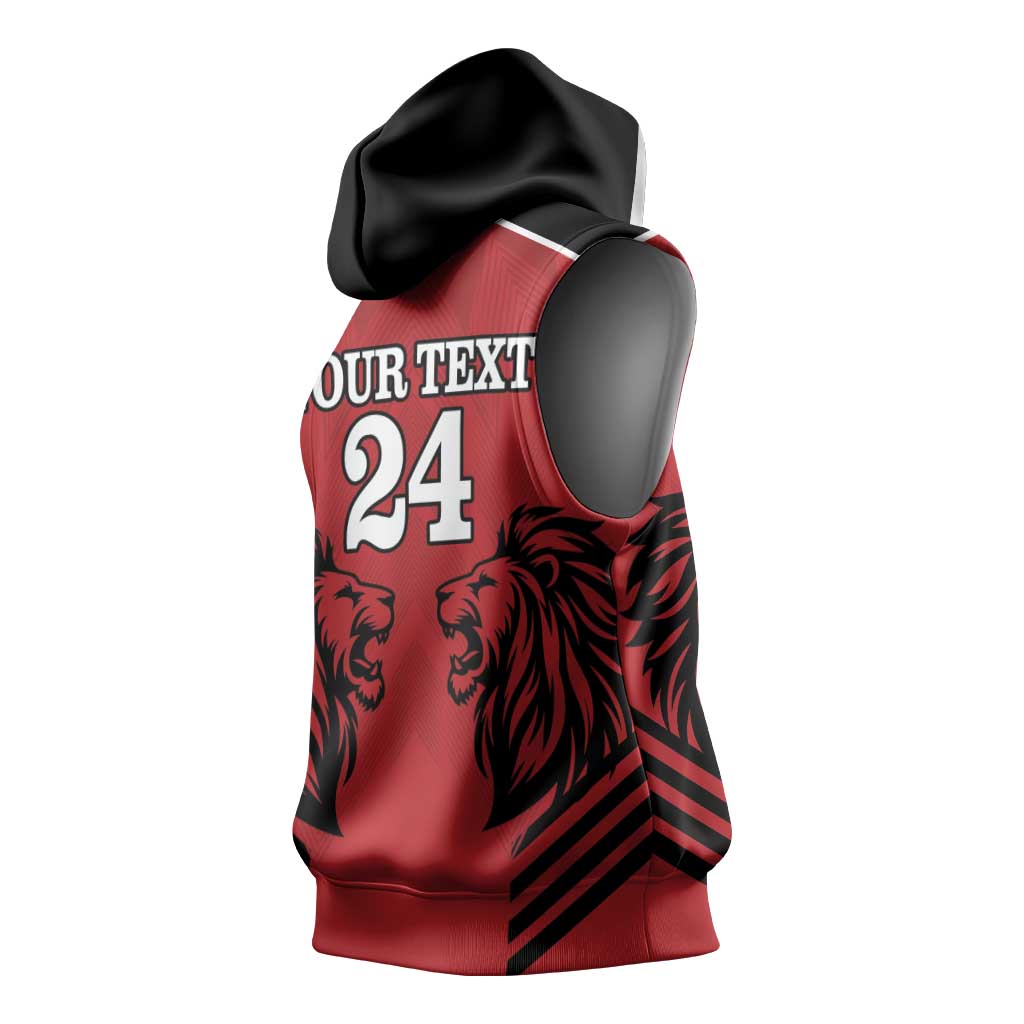 Custom Afro Kenya Rugby Sleeveless Hoodie African Lion Head - African Pride
