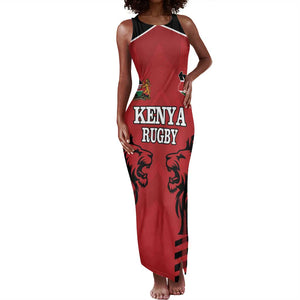 Custom Afro Kenya Rugby Tank Maxi Dress African Lion Head