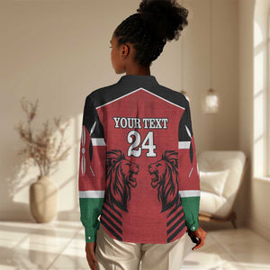 Custom Afro Kenya Rugby Women Casual Shirt African Lion Head LT18