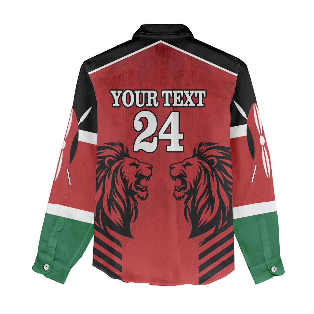Custom Afro Kenya Rugby Women Casual Shirt African Lion Head LT18