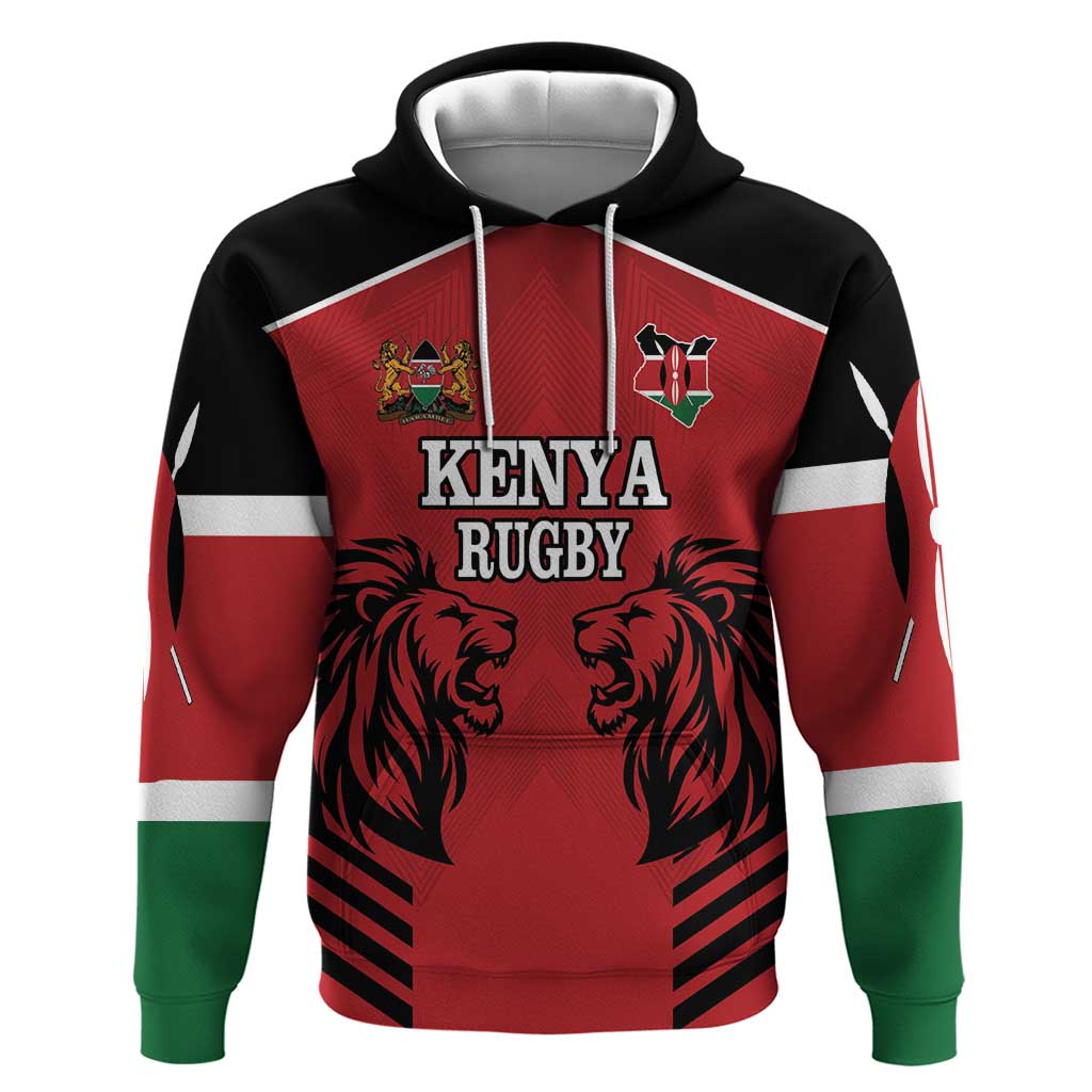 Custom Afro Kenya Rugby Zip Hoodie African Lion Head