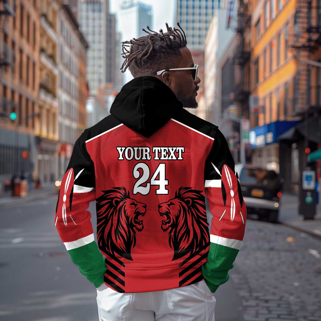 Custom Afro Kenya Rugby Zip Hoodie African Lion Head