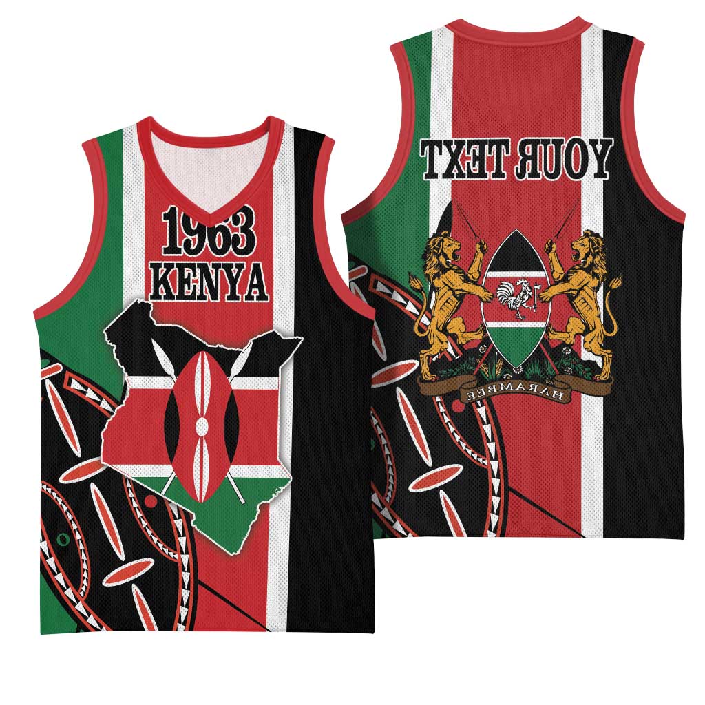 Personalized Jamhuri Day Basketball Jersey Kenya Map With African Shield - African Pride