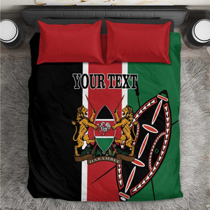 Personalized Jamhuri Day Bedding Set Kenya Map With African Shield
