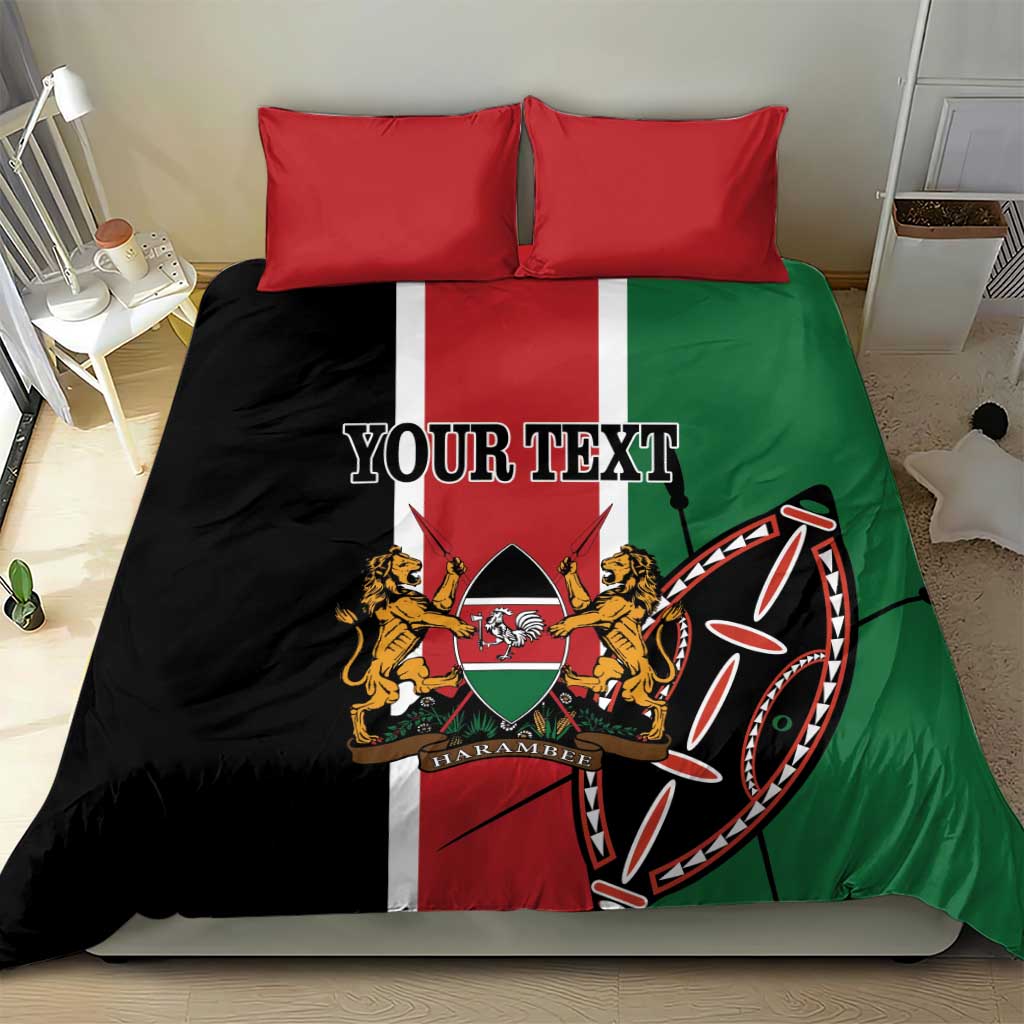Personalized Jamhuri Day Bedding Set Kenya Map With African Shield