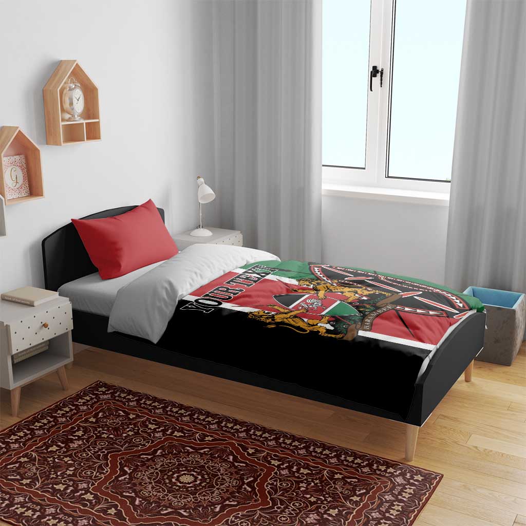 Personalized Jamhuri Day Bedding Set Kenya Map With African Shield