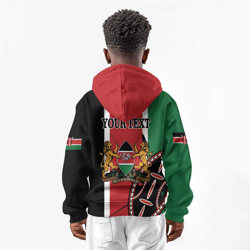 Personalized Jamhuri Day Kid Hoodie Kenya Map With African Shield