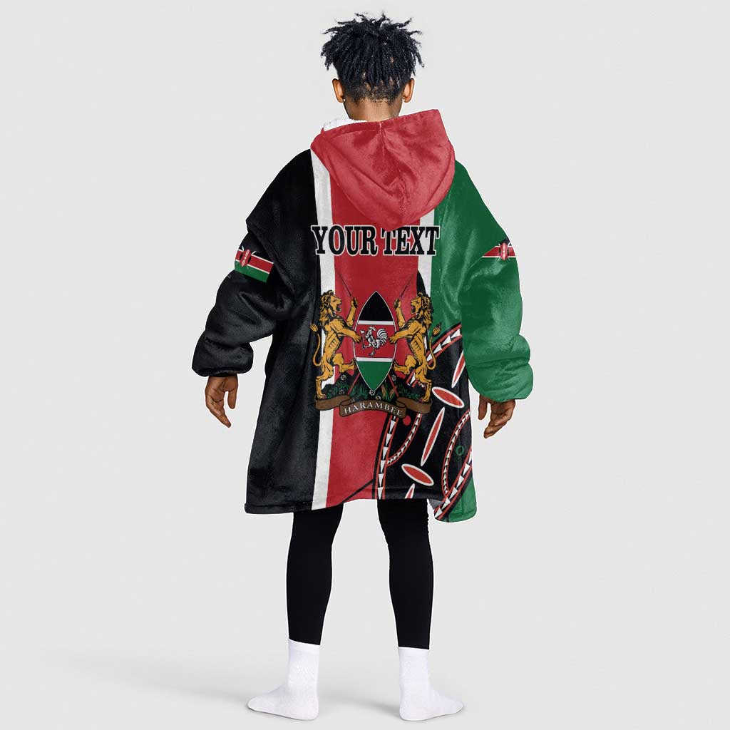 Personalized Jamhuri Day Kid Wearable Blanket Hoodie Kenya Map With African Shield