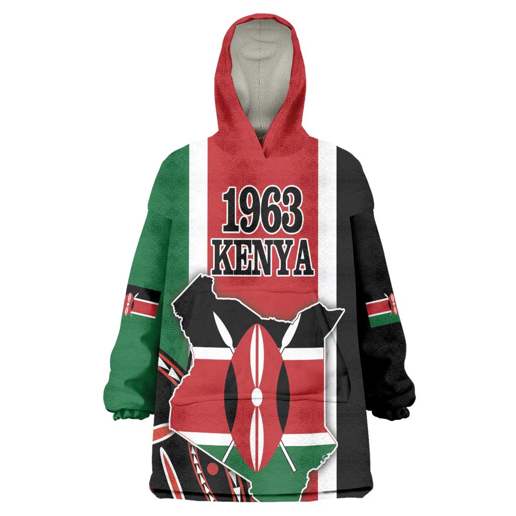 Personalized Jamhuri Day Kid Wearable Blanket Hoodie Kenya Map With African Shield