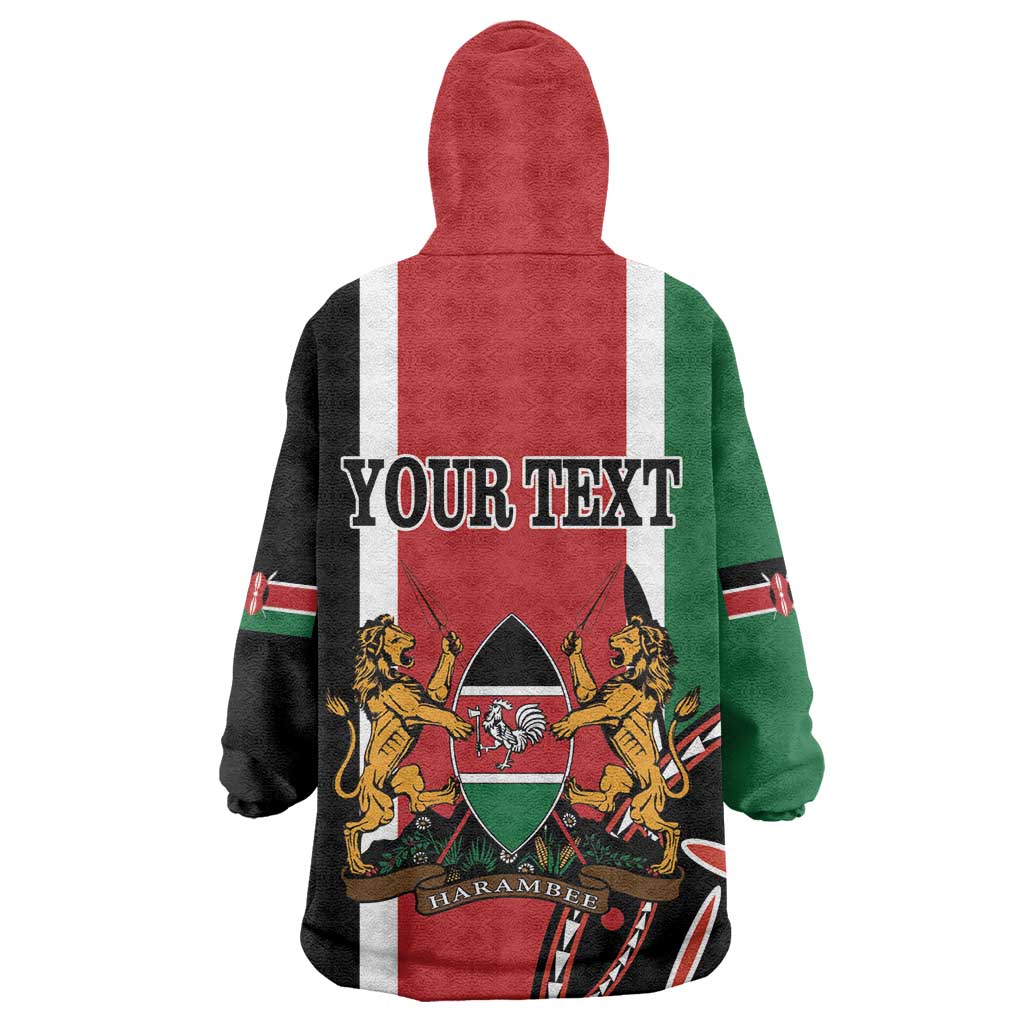 Personalized Jamhuri Day Kid Wearable Blanket Hoodie Kenya Map With African Shield