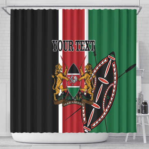 Personalized Jamhuri Day Shower Curtain Kenya Map With African Shield