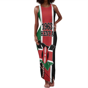 Personalized Jamhuri Day Tank Maxi Dress Kenya Map With African Shield
